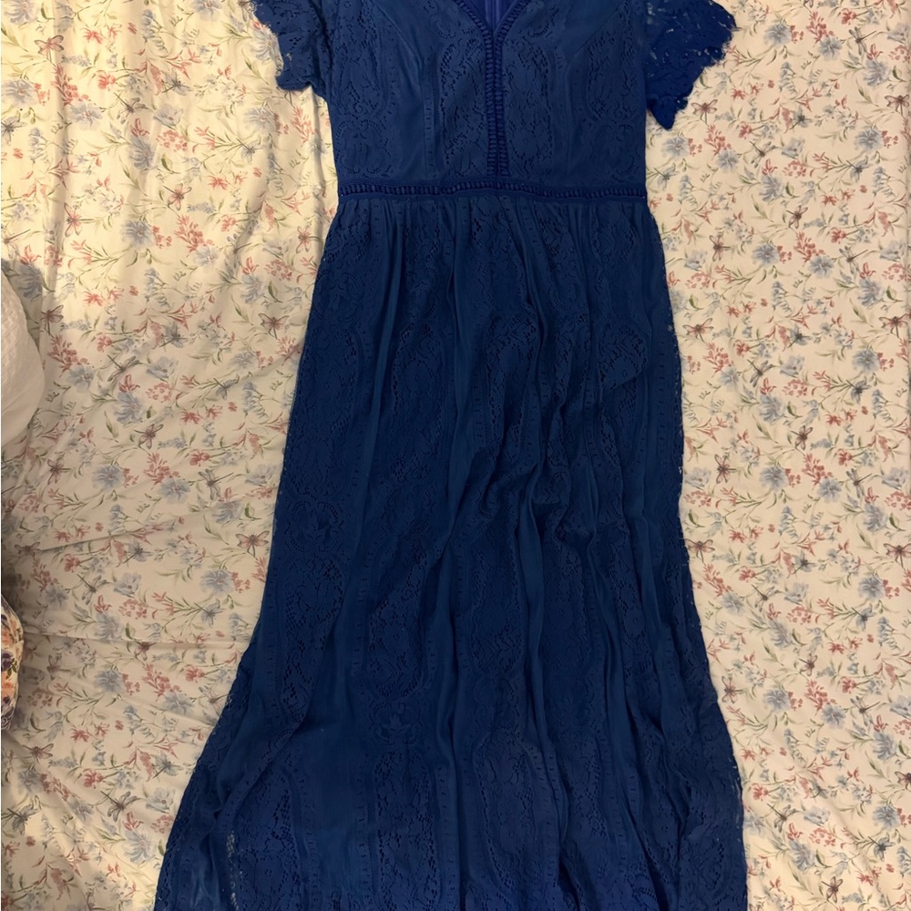 Royal Blue Lace Maxi Dress